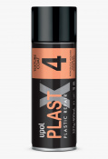 U-POL Грунт PLAST X4 ГРУБЫЙ спрей 0,4л Текстурный слой, (черный)