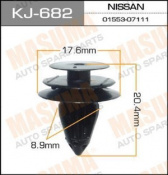 Клипса автомобильная 682-KJ (уп.50шт) (в20,4/17,6/8,9мм)  MASUMA