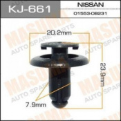 Клипса автомобильная 661-KJ (уп.50шт) (в23,9/20,2/7,9мм) MASUMA